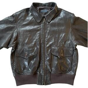 Gentleman's Domain AN-J-3a Leather Aviator Military Bomber Jacket Size L Repo
